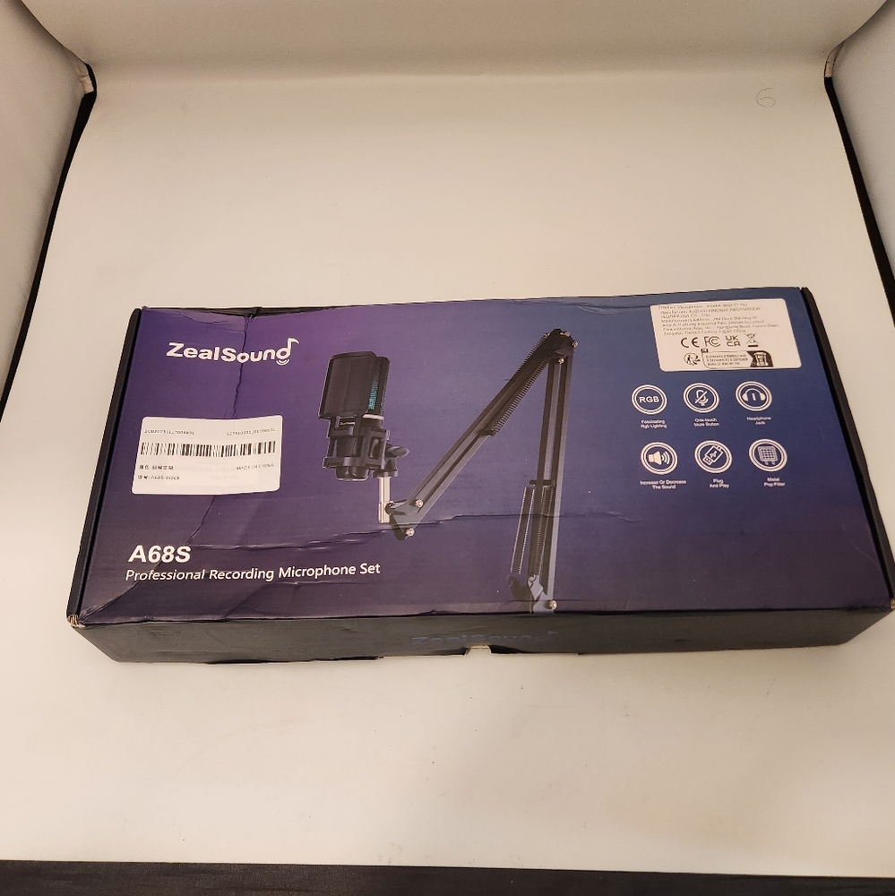 Zealsound A68S Rgb Recording Microphone with Articulated Arm/usb Condenser Mic